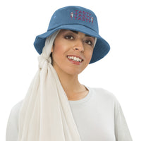 Tasty Milk Shake Designer Fashion Denim Embroidered Bucket Hat.