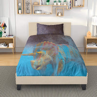 Mystic Blue Alpha Triceratops Dinosaur 3in1 Polyester Bedding Set