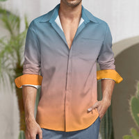 Peach Velvet Sunrise Casual One Pocket Long Sleeve Shirt