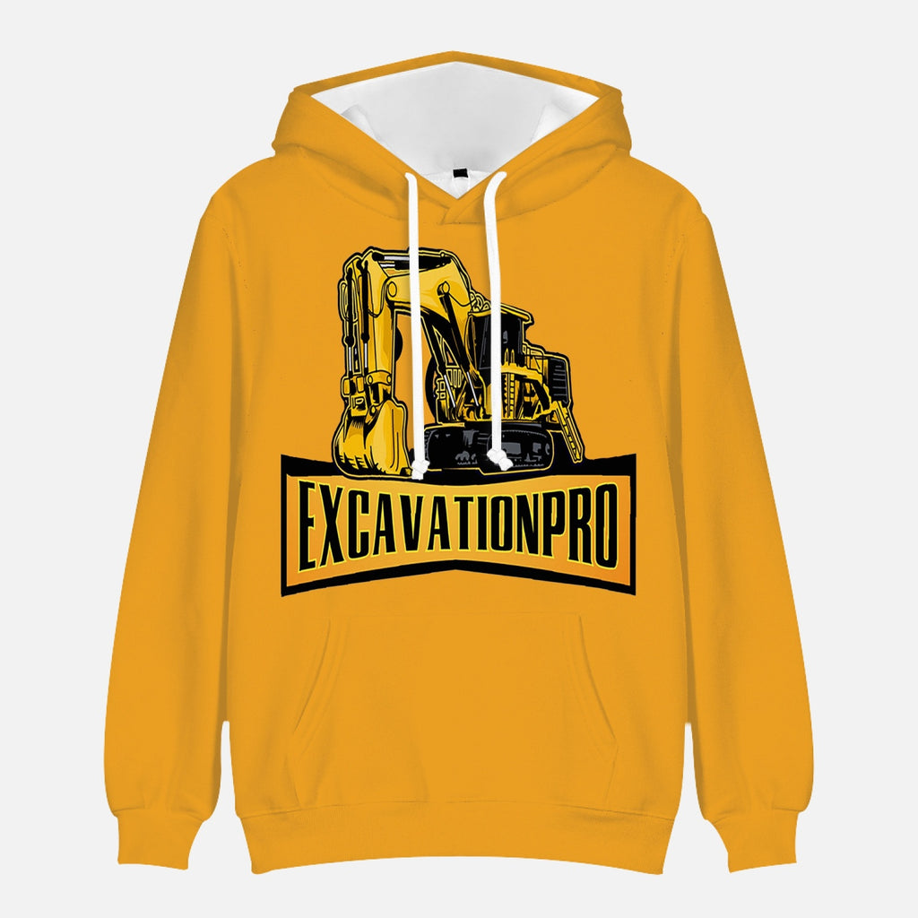 EXCAVATIONPRO Heavy Excavator Round Collar Yellow Hoodie