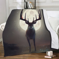 Moon Deer Trends Dual-sided Stitched Fleece Blanket