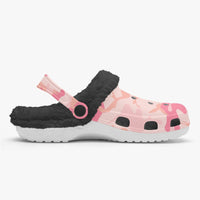 Pink Camo Designer Fashion. Lined All Over Printed Clogs