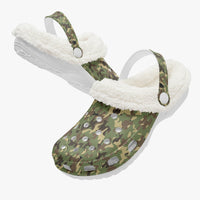Green Camo Designer Fashion Lined All Over Printed Clogs