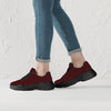 Dark Red Velvet Trendy Chunky Sneakers on White or Black